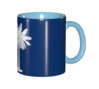 JEJEA South Carolina Flag Print 11 Oz Pottery Mug, Ceramic Coffee Cups Elegant Tea Mugs with Gift Box for Women with 6 Colors