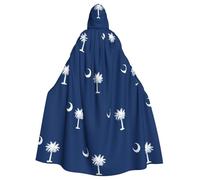 JEJEA South Carolina Flag Print Witch Wizard Hooded Cloak, Adult Halloween Party Cape, For Witch Vampire Cosplay Costume