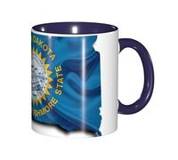 JEJEA South Dakota Flag Map Print 11 Oz Pottery Mug, Ceramic Coffee Cups Elegant Tea Mugs with Gift Box for Women with 6 Colors