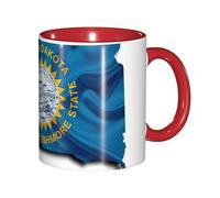 JEJEA South Dakota Flag Map Print 11 Oz Pottery Mug, Ceramic Coffee Cups Elegant Tea Mugs with Gift Box for Women with 6 Colors