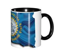 JEJEA South Dakota Flag Map Print 11 Oz Pottery Mug, Ceramic Coffee Cups Elegant Tea Mugs with Gift Box for Women with 6 Colors