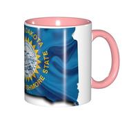 JEJEA South Dakota Flag Map Print 11 Oz Pottery Mug, Ceramic Coffee Cups Elegant Tea Mugs with Gift Box for Women with 6 Colors