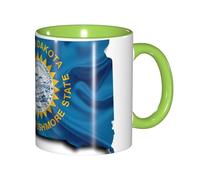 JEJEA South Dakota Flag Map Print 11 Oz Pottery Mug, Ceramic Coffee Cups Elegant Tea Mugs with Gift Box for Women with 6 Colors