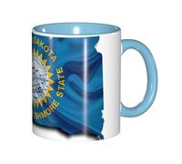 JEJEA South Dakota Flag Map Print 11 Oz Pottery Mug, Ceramic Coffee Cups Elegant Tea Mugs with Gift Box for Women with 6 Colors