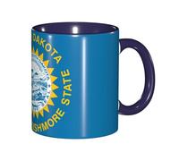JEJEA South Dakota Flag Print 11 Oz Pottery Mug, Ceramic Coffee Cups Elegant Tea Mugs with Gift Box for Women with 6 Colors