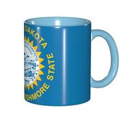 JEJEA South Dakota Flag Print 11 Oz Pottery Mug, Ceramic Coffee Cups Elegant Tea Mugs with Gift Box for Women with 6 Colors