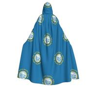 JEJEA South Dakota Flag Print Witch Wizard Hooded Cloak, Adult Halloween Party Cape, For Witch Vampire Cosplay Costume