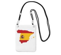 JEJEA Spanish Flag Map Print Crossbody Phone Bag For Women Men, Adjustable Strap Phone Purse, For Travel Shopping