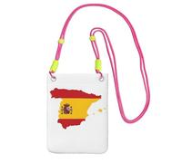 JEJEA Spanish Flag Map Print Crossbody Phone Bag For Women Men, Adjustable Strap Phone Purse, For Travel Shopping