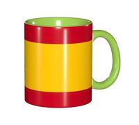JEJEA Spanish Flag Print 11 Oz Pottery Mug, Ceramic Coffee Cups Elegant Tea Mugs with Gift Box for Women with 6 Colors
