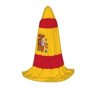 JEJEA Spanish Flag Print Halloween Cosplay Christmas Party Outfits Hooded Wizard Robe Halloween Cloak Medieval Renaissance