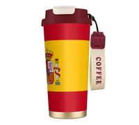 JEJEA Spanish Flag Print Stainless Steel Insulated Mugs, Double Wall Coffee Cups, Coffee Travel Mug for Home Office
