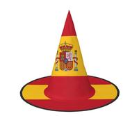 JEJEA Spanish Flag Print Women'S Large Witch Hat Witch Hat Witches Hats Halloween Cosplay Party Accessory