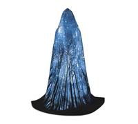 JEJEA Starry Night Sky Print Halloween Cosplay Christmas Party Outfits Hooded Wizard Robe Halloween Cloak Medieval Renaissance