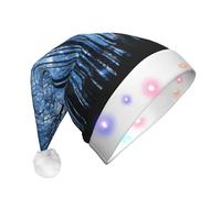 JEJEA Starry Night Sky Print Santa Hat Adult Led, Christmas Hat With Lights For Women And Men New Year Party Supplies
