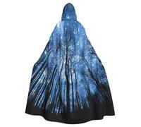JEJEA Starry Night Sky Print Witch Wizard Hooded Cloak, Adult Halloween Party Cape, For Witch Vampire Cosplay Costume