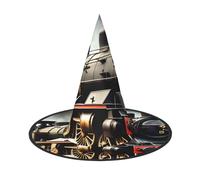 JEJEA Steam Locomotive Train Print Women'S Large Witch Hat Witch Hat Witches Hats Halloween Cosplay Party Accessory