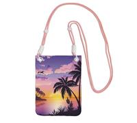 JEJEA Summer Palm Tree Print Crossbody Phone Bag For Women Men, Adjustable Strap Phone Purse, For Travel Shopping