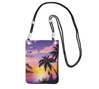 JEJEA Summer Palm Tree Print Crossbody Phone Bag For Women Men, Adjustable Strap Phone Purse, For Travel Shopping