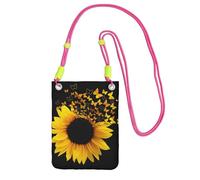 JEJEA Sunflower Floral Butterflies Art Print Crossbody Phone Bag For Women Men, Adjustable Strap Phone Purse, For Travel Shopping