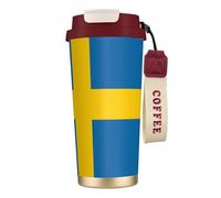 JEJEA Swedish Flag Print Stainless Steel Insulated Mugs, Double Wall Coffee Cups, Coffee Travel Mug for Home Office