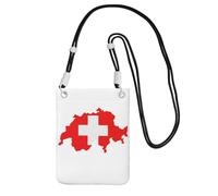 JEJEA Swiss Flag Map Print Crossbody Phone Bag For Women Men, Adjustable Strap Phone Purse, For Travel Shopping