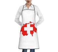 JEJEA Swiss Flag Map Print Kitchen Bib Apron Water And Oil Resistant, Cooking Kitchen Chef Apron For Women Men