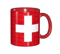JEJEA Swiss Flag Print 11 Oz Pottery Mug, Ceramic Coffee Cups Elegant Tea Mugs with Gift Box for Women with 6 Colors