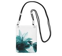 JEJEA Teal Lily Print Crossbody Phone Bag For Women Men, Adjustable Strap Phone Purse, For Travel Shopping