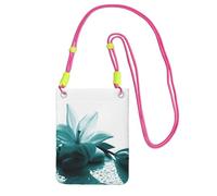 JEJEA Teal Lily Print Crossbody Phone Bag For Women Men, Adjustable Strap Phone Purse, For Travel Shopping
