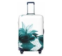 JEJEA Teal Lily Print Suitcase Cover Protector Travel Luggage Cover Suitcase Washable Baggage Covers Anti-Scratch