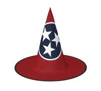 JEJEA Tennessee Flag Print Women'S Large Witch Hat Witch Hat Witches Hats Halloween Cosplay Party Accessory