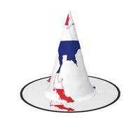 JEJEA Thailand Flag Map Print Women'S Large Witch Hat Witch Hat Witches Hats Halloween Cosplay Party Accessory