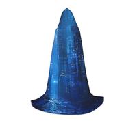 JEJEA The Blue Binary Print Halloween Cosplay Christmas Party Outfits Hooded Wizard Robe Halloween Cloak Medieval Renaissance