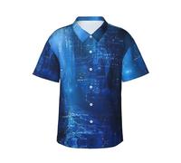 JEJEA The Blue Binary Print Hawaiian Shirt for Men, Short Sleeve Button Down, Summer Beach Shirts,Casual Cuban Top