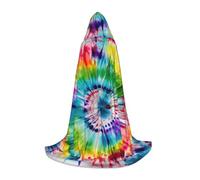 JEJEA Tie Dye Hippies Print Halloween Cosplay Christmas Party Outfits Hooded Wizard Robe Halloween Cloak Medieval Renaissance