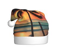 JEJEA Tropical Beach Palm Tree Print Gorros De Navidad Para Adultos, Santa Hats For Funny, Novelty Christmas Hats, For Xmas Party