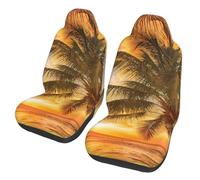 JEJEA Tropical Beach Palm Tree Sunset Print Universal Car Seat Protector, 2 Pcs Universal Non-Slip Car Accessories Seat Cover For Truck Suv Sea