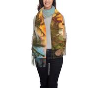 JEJEA Tropical Beach Palm Tree Sunset Print Women'S Pashmina Shawl Wrap For Evening Dress Bridesmaid Wedding Bridal Winter Soft Scarf