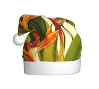 JEJEA Tropical Bird Of Paradise Print Gorros De Navidad Para Adultos, Santa Hats For Funny, Novelty Christmas Hats, For Xmas Party