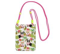 JEJEA Tropical Flower And Corgi Print Crossbody Phone Bag For Women Men, Adjustable Strap Phone Purse, For Travel Shopping
