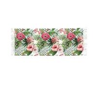 JEJEA Tropical Leaves Print Print Faux Cashmere Scarf With Tassels, Soft Warm Winter Scarf, Stylish Wrap For Women Men