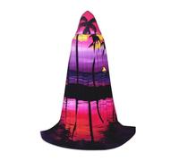 JEJEA Tropical Palm Tree Print Halloween Cosplay Christmas Party Outfits Hooded Wizard Robe Halloween Cloak Medieval Renaissance