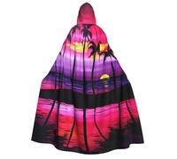 JEJEA Tropical Palm Tree print Halloween Hooded Cloak Cape Unisex for Cosplay, Christmas Party Favors Witchy Outfits