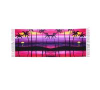 JEJEA Tropical Palm Tree Print Print Faux Cashmere Scarf With Tassels, Soft Warm Winter Scarf, Stylish Wrap For Women Men