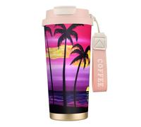 JEJEA Tropical Palm Tree Print Stainless Steel Insulated Mugs, Double Wall Coffee Cups, Coffee Travel Mug for Home Office