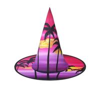 JEJEA Tropical Palm Tree Print Women'S Large Witch Hat Witch Hat Witches Hats Halloween Cosplay Party Accessory
