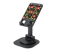 JEJEA Ukrainian Embroidery Style Rose Print Rotating Cell Stand,Cell Phone Stand For Desk,Adjustable Phone Holder, For All Phones