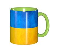JEJEA Ukrainian Flag Print 11 Oz Pottery Mug, Ceramic Coffee Cups Elegant Tea Mugs with Gift Box for Women with 6 Colors