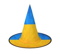 JEJEA Ukrainian Flag Print Women'S Large Witch Hat Witch Hat Witches Hats Halloween Cosplay Party Accessory